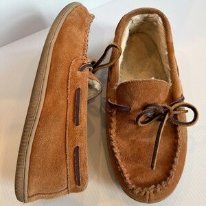 J. Crew Suede Slippers, Size 8 Women’s Shearling Lined Tan Brown